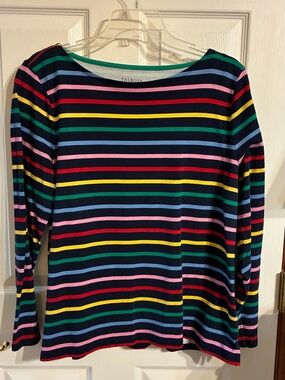 Talbots Women’s Long Sleeve Striped Tee in Navy Multicolor